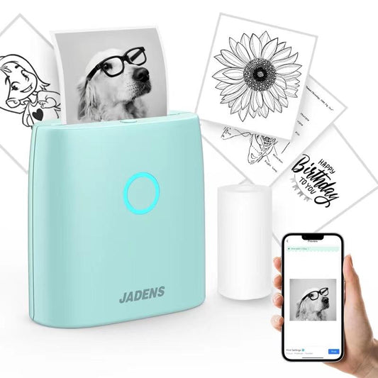 JADENS Mini Sticker Printer-2 Inch Bluetooth Thermal Pocket Printer,Inkless Portable Printer for Study Notes,Photos, Memos,Lists,Gifts,Journals Printing Machine Sticky Label