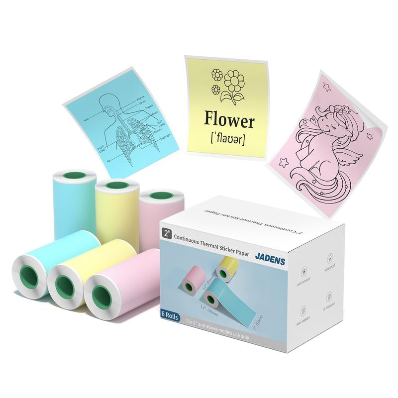 JADENS Mini Sticker Printer-2 Inch Bluetooth Thermal Pocket Printer,Inkless Portable Printer for Study Notes,Photos, Memos,Lists,Gifts,Journals Printing Machine Sticky Label