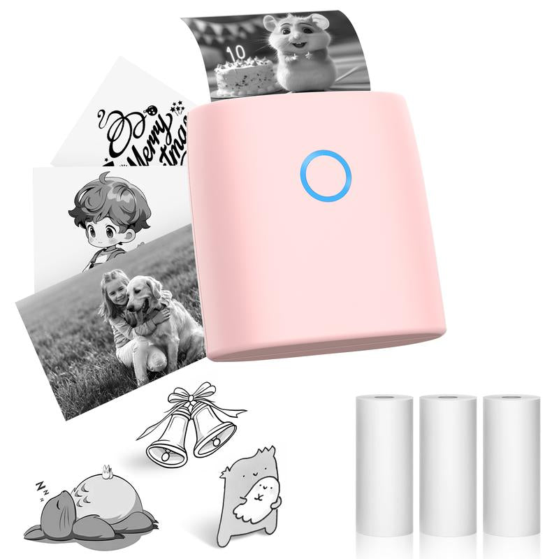 JADENS Mini Sticker Printer-2 Inch Bluetooth Thermal Pocket Printer,Inkless Portable Printer for Study Notes,Photos, Memos,Lists,Gifts,Journals Printing Machine Sticky Label