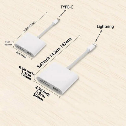 SD Card Reader OTG Adapter for Iphone, Memory Card Reader with USB Camera Adapter, Plug & Play Trail Game Camera SD Card Viewer for Ipad, SD Cards Reader