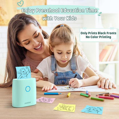 JADENS Mini Sticker Printer-2 Inch Bluetooth Thermal Pocket Printer,Inkless Portable Printer for Study Notes,Photos, Memos,Lists,Gifts,Journals Printing Machine Sticky Label