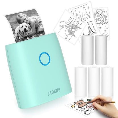 JADENS Mini Sticker Printer-2 Inch Bluetooth Thermal Pocket Printer,Inkless Portable Printer for Study Notes,Photos, Memos,Lists,Gifts,Journals Printing Machine Sticky Label