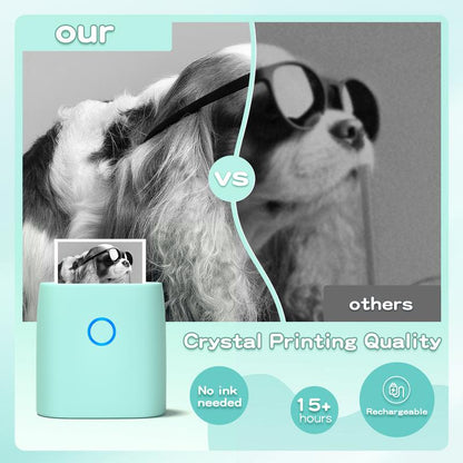 JADENS Mini Sticker Printer-2 Inch Bluetooth Thermal Pocket Printer,Inkless Portable Printer for Study Notes,Photos, Memos,Lists,Gifts,Journals Printing Machine Sticky Label