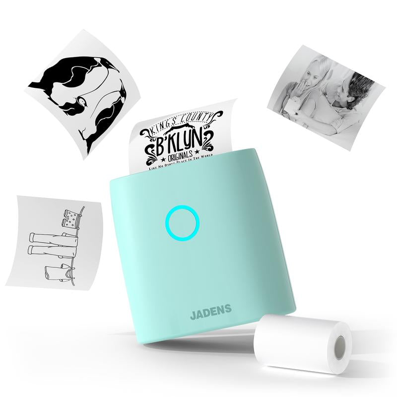 JADENS Mini Sticker Printer-2 Inch Bluetooth Thermal Pocket Printer,Inkless Portable Printer for Study Notes,Photos, Memos,Lists,Gifts,Journals Printing Machine Sticky Label