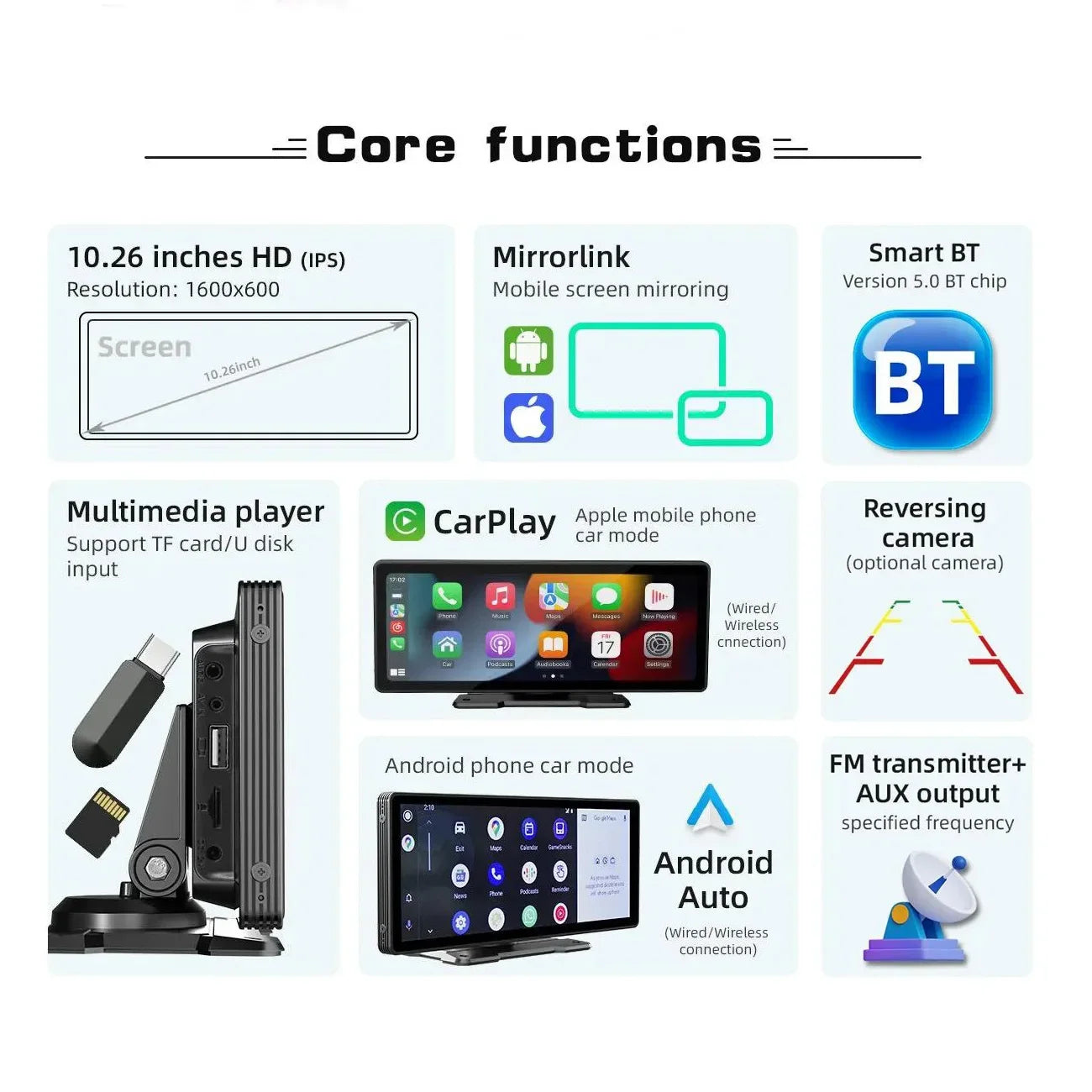 10.26 Inch Car Monitor Wireless Carplay /Android-Auto 