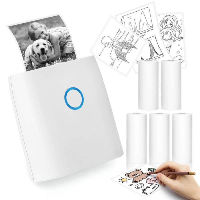 JADENS Mini Sticker Printer-2 Inch Bluetooth Thermal Pocket Printer,Inkless Portable Printer for Study Notes,Photos, Memos,Lists,Gifts,Journals Printing Machine Sticky Label