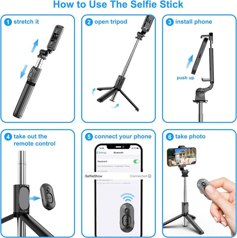 Extendable Selfie Stick Tripod with Wireless Remote