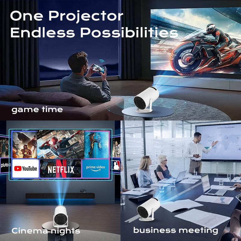 Outdoorfun Mini 4K Decoding Projector with 5G Wifi 6 & BT 5.0 720P Full HD 